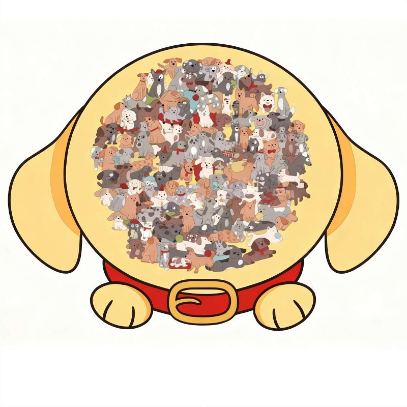 115-Piece Colored Dog Shaped Wooden Jigsaw Puzzle, Dogs Shaped Wooden Puzzle, Unique Animal Shape Wood Puzzles with Bracket, Challenging Irregular Dog Puzzles for Dogs Lovers Gifts (Yellow 1pcs) - Image 1